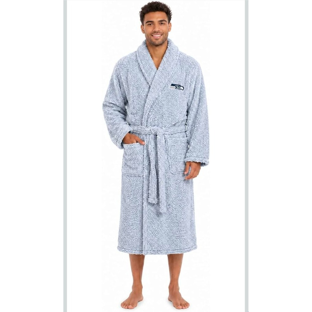 Northwest NFL Seattle Seahawks Sherpa Robe White Mottled Unisex One Size New